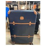 Brics Navy Hard-Shell Suitcase with Leather Accent