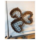 Three Woven Heart-Shaped Baskets