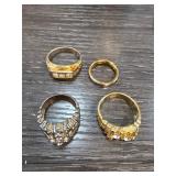 Four Decorative Rings with Gemstone Accents