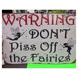 Decorative Metal Sign With Fairy Warning