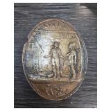 Oval Metal Belt Buckle with Historical Motif