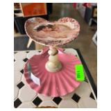 Two-Tier Ceramic Stand With Heart Motif