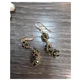 Gold-Fill Dangling Earrings Featuring Black Beads