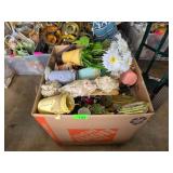 Box Lot of Decorative Items Including Florals