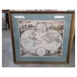 Framed Engraved Map Older Engraving