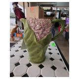Floral Ceramic Pitcher with Leaf Design