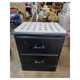 Black Wooden Nightstand with Tiled Top