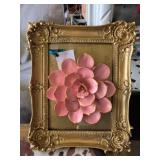 Gold Frame With Pink Floral Plaque