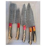 Handcrafted Damascus Steel Kitchen Knife Set