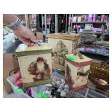 Three Santa-Themed Metal Tins
