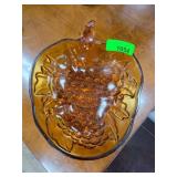 Amber Glass Pumpkin-Shaped Decorative Bowl