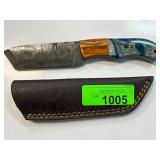Custom Knife with Multi-Colored Handle and Sheath
