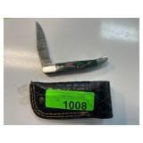 Folding Knife with Decorative Handle and Sheath