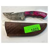 Custom Knife with Pink Wooden Handle and Sheath