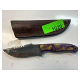 Custom Knife with Purple Handle and Sheath