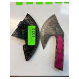 Custom Knife with Leather Sheath and Pink Handle