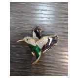 Bird-Shaped Brooch with Gem Accents