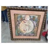 Framed Artwork Depicting Vintage World Map Design