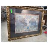 Framed Historical World Map with Decorative Frame