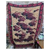 Lee Launder Buffalo-Themed Cotton Throw