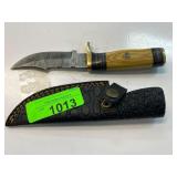 Wood-Handled Hunting Knife with Sheath