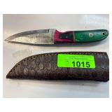 Fixed Blade Knife with Multicolored Handle and She