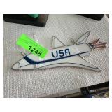 Stained Glass Space Shuttle with USA Inscription
