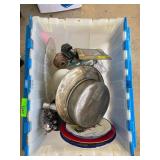 Household Items in Plastic Bin
