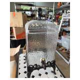 Hammered Glass Dispenser with Ornate Iron Stand