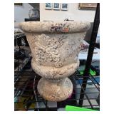 Decorative Concrete Urn with Embossed Motif