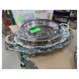 Three-Piece Silver-Colored Serving Set With Handle
