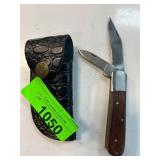 Folding Knife with Wooden Handle and Case