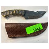 Folding Knife With Carved Handle and Sheath