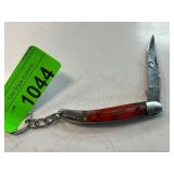 Folding Knife with Red Wooden Handle
