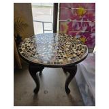 Mosaic Tile-Top Accent Table with Wooden Base
