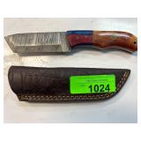 Damascus Steel Knife With Multi-colored Handle