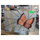 Stained Glass Panel With Butterfly Motif