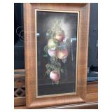 Pastel of Hanging Apples in Wooden Frame Harland