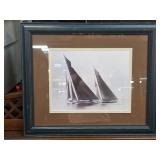 Framed Black-and-White Sailboat Print
