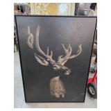 Framed Deer Illustration on Black Background