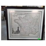 Framed Map of France by James Wyld w COA