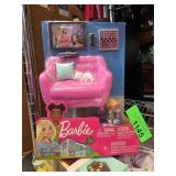 Barbie Doll Set with Pink Couch and Accessories