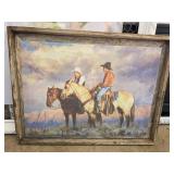 Framed Western Scene Print with Rustic Wood Frame