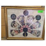 Framed Fan With Collage Featuring Victorian