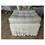 Upholstered Square Ottoman With Skirt Detail