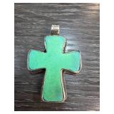 Cross Pendant With Turquoise Inlay and Decorative