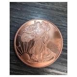 1 Ounce .999 Fine Copper Round with Walking Libert