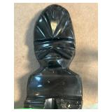 Black obsidian hand-carved Mayan or Aztec figurine