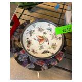Japanese Porcelain and Metal Butterfly Bowl and Gl