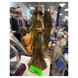 Large Heavy Polished Brass Angel Sculpture with Bo